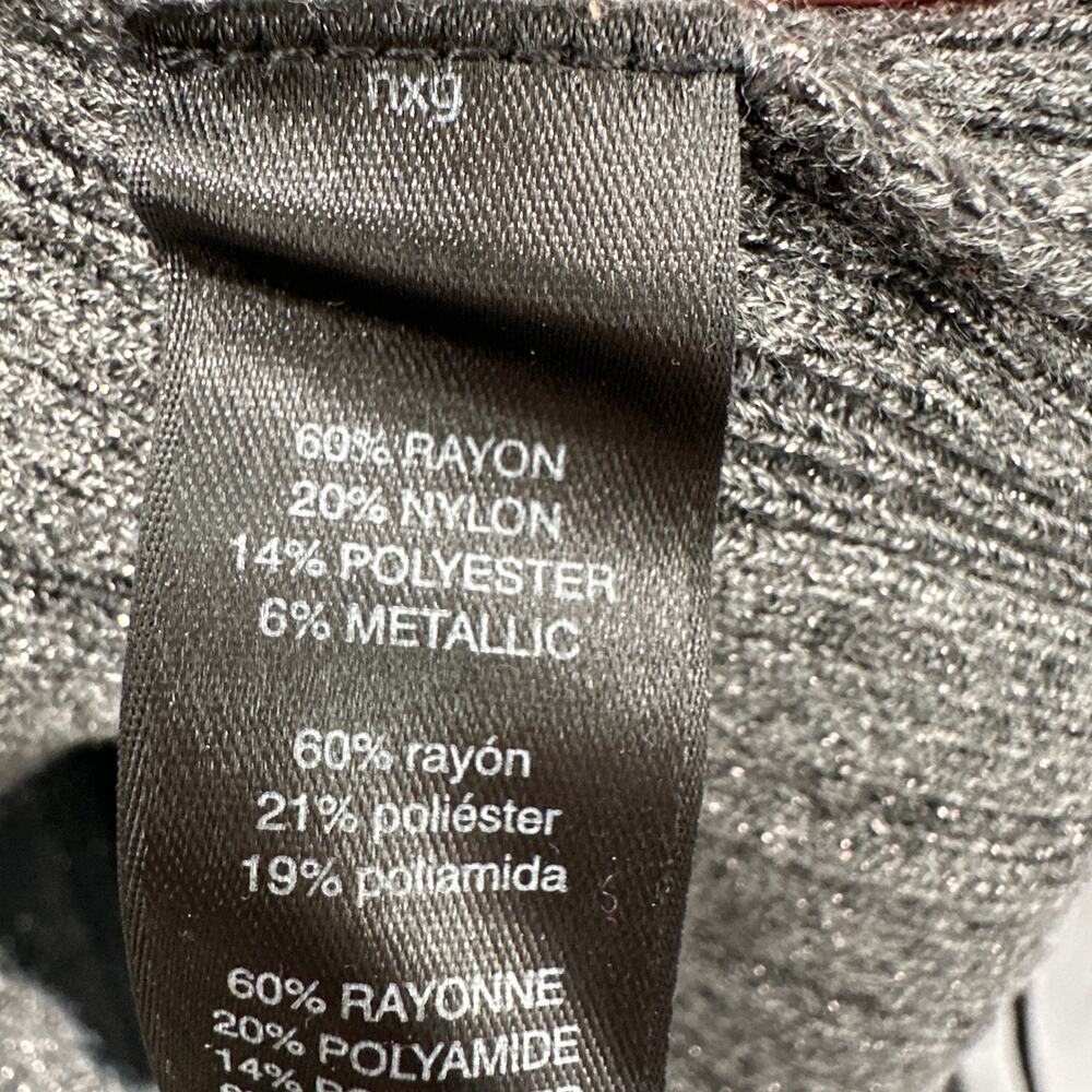 WHITE HOUSE BLACK MARKET Gray Metallic Scoop Neck Sweater // S - Picture 6 of 7